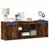 Image de Vidaxl Meuble Tv Avec Led ChÃªne FumÃ© 139,5x34x50 Cm Bois D'ingÃ©nierie