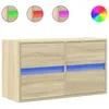 Image de Vidaxl Meuble Tv Mural Avec LumiÃ¨res Led ChÃªne Sonoma 80x31x45 Cm