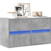 Image de vidaXL Meuble TV mural avec lumiÃ¨res LED gris bÃ©ton 80x31x45 cm