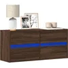 Image de vidaXL Meuble TV mural avec lumiÃ¨res LED chÃªne marron 100x31x45 cm