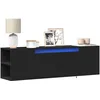 Image de vidaXL Meuble TV mural avec lumiÃ¨res LED noir 135x31x39,5 cm