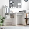 Image de vidaXL Bureau Blanc 131,5 x 50 x 106,5 cm Bois d'ingÃ©nierie
