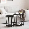 Image de Table d'appoint vidaXL 2 piÃ¨ces Bois Noir et MÃ©tal