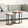 Image de Table D'appoint Vidaxl 2 Pcs En ChÃªne FumÃ©, Bois D'ingÃ©nierie Et MÃ©tal
