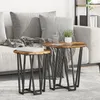Image de Table D'appoint Vidaxl 2 Pcs ChÃªne FumÃ© En Bois Et MÃ©tal