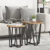 Image de Table D'appoint Vidaxl 2 PiÃ¨ces En Bois Vintage, StratifiÃ© Et MÃ©tal