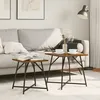 Image de Table D'appoint Vidaxl 2 Pcs ChÃªne FumÃ© En Bois D'ingÃ©nierie Et MÃ©tal