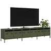 Image de vidaXL Meuble TV vert olive 202x39x43,5 cm acier laminÃ© Ã  froid