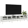 Image de vidaXL Meuble TV blanc 202x39x43,5 cm acier laminÃ© Ã  froid