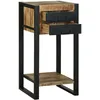 Image de Tables d'appoint vidaXL Bois naturel et noir Bois de manguier massif, MÃ©tal