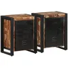 Image de vidaXL Tables de chevet 2 pcs multicolore bois massif de manguier brut