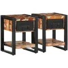 Image de vidaXL Tables de chevet 2 pcs multicolore bois massif de manguier brut