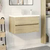 Image de Vidaxl Ensemble De Meubles De Bain 2pcs CÃ©ramique Et Bois D'ingÃ©nierie