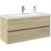Image de Vidaxl Ensemble De Meubles De Bain 2pcs CÃ©ramique Et Bois D'ingÃ©nierie