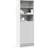 Image de vidaXL Buffet haut avec LED blanc 69x32,5x200 cm bois d'ingÃ©nierie
