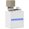 Image de vidaXL Tables de chevet murales avec lumiÃ¨res LED 2 pcs blanc