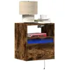 Image de Vidaxl Tables De Chevet Murales Avec LumiÃ¨res Led 2 Pcs ChÃªne FumÃ©