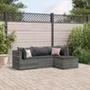 Image de Vidaxl Salon De Jardin 4 Pcs Avec Coussins Gris RÃ©sine TressÃ©e