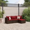 Image de Vidaxl Salon De Jardin 4 Pcs Avec Coussins Marron RÃ©sine TressÃ©e
