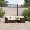 Image de Vidaxl Salon De Jardin 4 Pcs Avec Coussins Marron RÃ©sine TressÃ©e