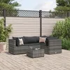 Image de Vidaxl Salon De Jardin 5 Pcs Avec Coussins Gris RÃ©sine TressÃ©e