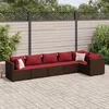 Image de Vidaxl Salon De Jardin 6 Pcs Avec Coussins Marron RÃ©sine TressÃ©e