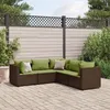 Image de Vidaxl Salon De Jardin 5 Pcs Avec Coussins Marron RÃ©sine TressÃ©e