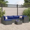 Image de Vidaxl Salon De Jardin 7 Pcs Avec Coussins Gris RÃ©sine TressÃ©e