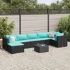 Image de Vidaxl Salon De Jardin 8 Pcs Avec Coussins Noir RÃ©sine TressÃ©e