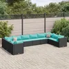 Image de Vidaxl Salon De Jardin 10 Pcs Avec Coussins Noir RÃ©sine TressÃ©e