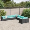 Image de Vidaxl Salon De Jardin 10 Pcs Avec Coussins Noir RÃ©sine TressÃ©e