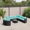 Image de Vidaxl Salon De Jardin 10 Pcs Avec Coussins Noir RÃ©sine TressÃ©e