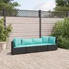 Image de Vidaxl Salon De Jardin 4 Pcs Avec Coussins Noir RÃ©sine TressÃ©e