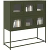 Image de vidaXL Buffet vert olive 100,5x39x107 cm acier laminÃ© Ã  froid