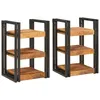 Image de vidaXL Table de chevet 2 pcs Marron et noir Bois de mangue massif
