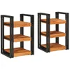 Image de vidaXL Table de chevet 2 pcs Marron et noir Bois massif d'acacia