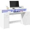 Image de vidaXL Bureau avec lumiÃ¨res LED blanc 160x55x91 cm bois d'ingÃ©nierie