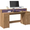Image de vidaXL Bureau avec lumiÃ¨res LED chÃªne artisanal bois d'ingÃ©nierie
