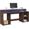 Image de vidaXL Bureau et lumiÃ¨res LED chÃªne marron bois d'ingÃ©nierie