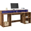 Image de vidaXL Bureau avec lumiÃ¨res LED vieux bois bois d'ingÃ©nierie
