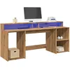 Image de vidaXL Bureau avec lumiÃ¨res LED chÃªne artisanal bois d'ingÃ©nierie