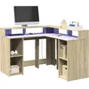Image de vidaXL Bureau avec lumiÃ¨res LED chÃªne sonoma bois d'ingÃ©nierie