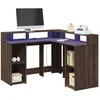 Image de vidaXL Bureau et lumiÃ¨res LED chÃªne marron bois d'ingÃ©nierie