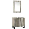 Image de vidaXL Ensemble de mobilier de salle de bain avec Ã©tagÃ¨re avec stockage avec porte avec miroir 2 pcs Blanc