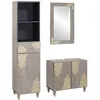 Image de vidaXL Ensemble de mobilier de salle de bain avec tiroir 3 pcs Gris