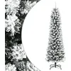 Image de vidaXL Sapin de NoÃ«l artificiel mince avec neige floquÃ©e 150 cm PVC/PE