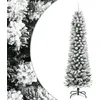 Image de vidaXL Sapin de NoÃ«l artificiel mince avec neige floquÃ©e 210 cm PVC/PE