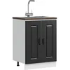 Image de vidaXL Meuble bas pour Ã©vier Kalmar noir 60x46x81,5 cm bois ingÃ©nierie