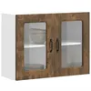 Image de Vidaxl Armoire Murale De Cuisine Avec Porte En Verre Kalmar ChÃªne FumÃ©