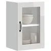 Image de vidaXL Armoire murale cuisine avec porte en verre Porto blanc brillant